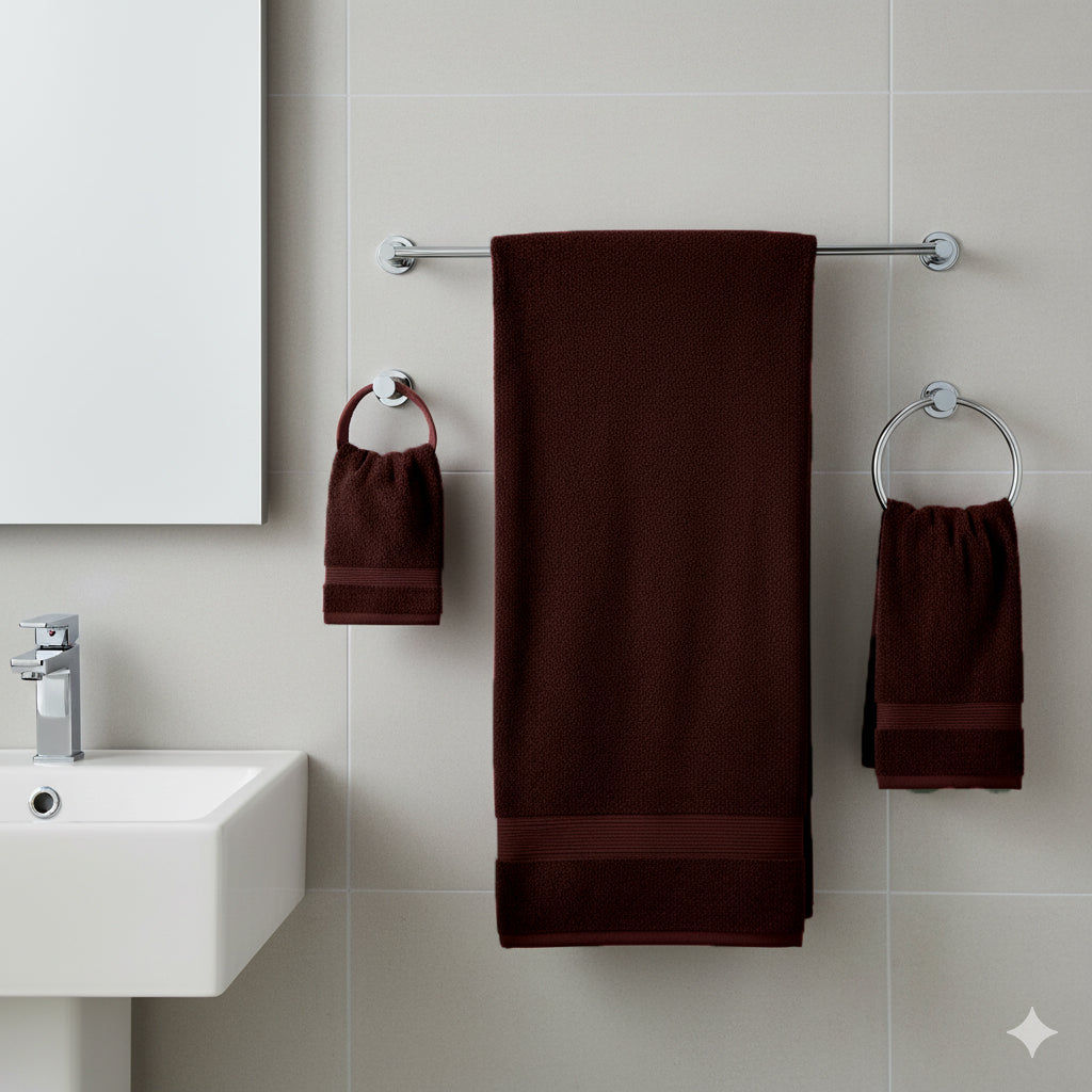طقم مناشف حمام قطن بني فاخر الإمارات دبي أبوظبي عائلي | Premium Brown Cotton Bath Towel Set UAE Dubai Abu Dhabi Family Pack
