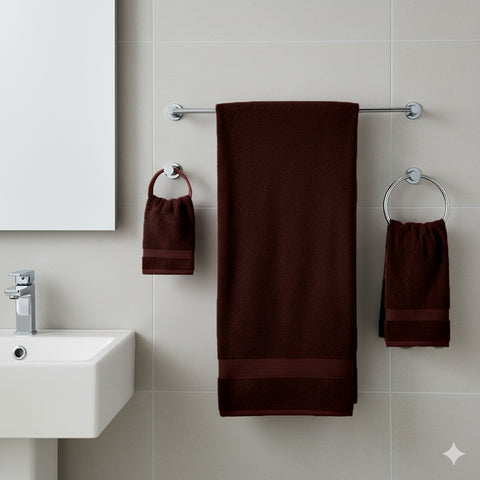 طقم مناشف حمام قطن بني فاخر الإمارات دبي أبوظبي عائلي | Premium Brown Cotton Bath Towel Set UAE Dubai Abu Dhabi Family Pack