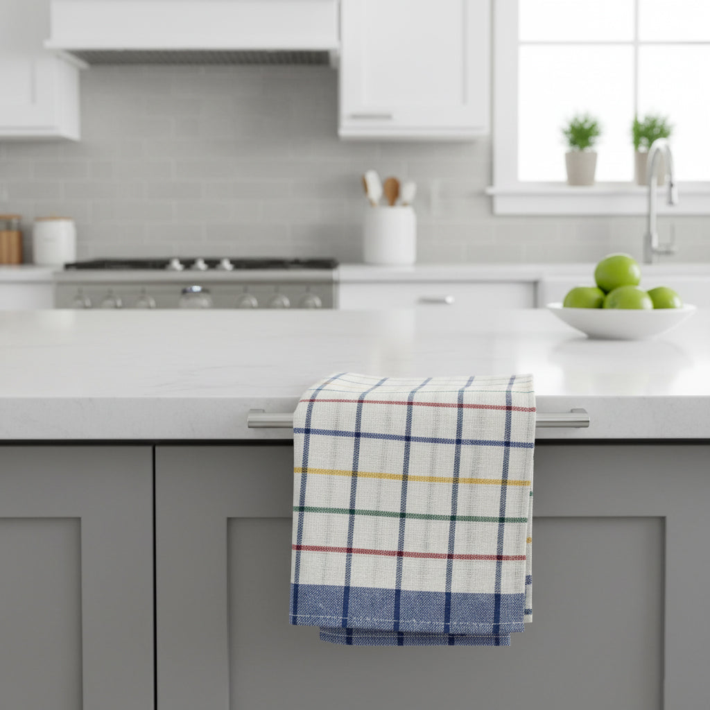 Blue Red Kitchen Towels UAE Set of 6 | Multi Checks Tea Towels 50x70cm Dubai Abu Dhabi | INFINI HOMES