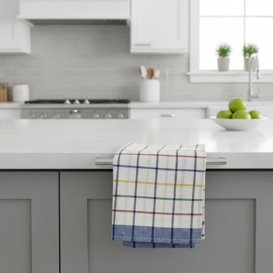 Blue Red Kitchen Towels UAE Set of 6 | Multi Checks Tea Towels 50x70cm Dubai Abu Dhabi | INFINI HOMES