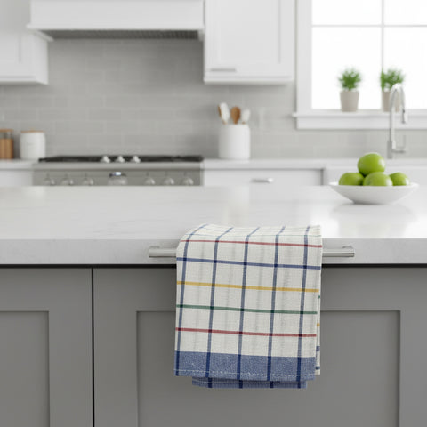 Blue Red Kitchen Towels UAE Set of 6 | Multi Checks Tea Towels 50x70cm Dubai Abu Dhabi | INFINI HOMES