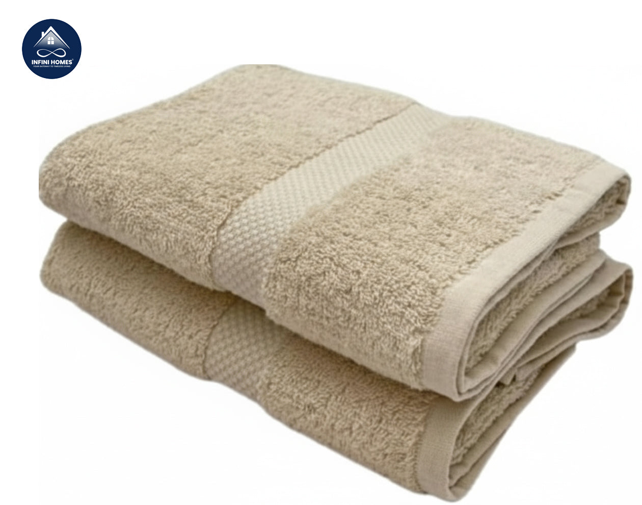 INFINI HOMES Gardenia Beige Premium Hand Towel Set - 100% Cotton Hotel Quality Bath Linen UAE