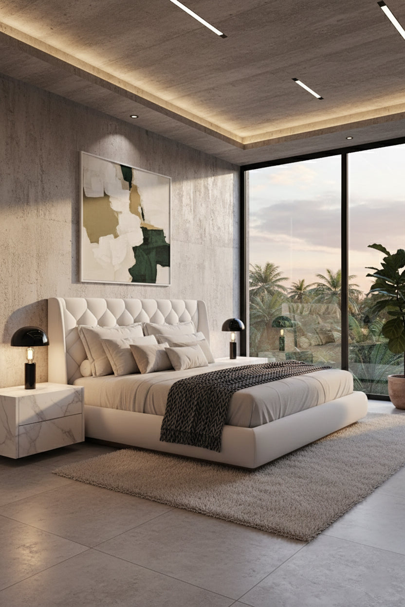 Premium Upholstered Platform Bed 150x190cm - Dubai Abu Dhabi UAE Delivery