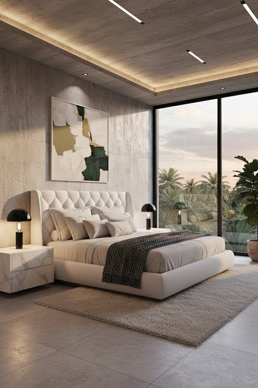 Premium Upholstered Platform Bed 150x190cm - Dubai Abu Dhabi UAE Delivery