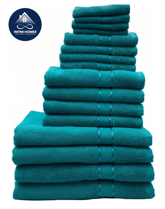 INFINI HOMES Daffodil Premium Cotton Bath Towel Set - 16 Piece Family Pack | UAE Delivery