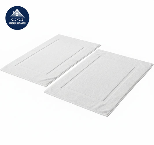 Premium Iris White Bath Mat Set 1000 GSM Cotton 50x80cm Dubai Abu Dhabi UAE | سجادة حمام إيريس بيضاء فاخرة قطن ١٠٠٠ جرام ٥٠×٨٠سم دبي أبوظبي الإمارات
