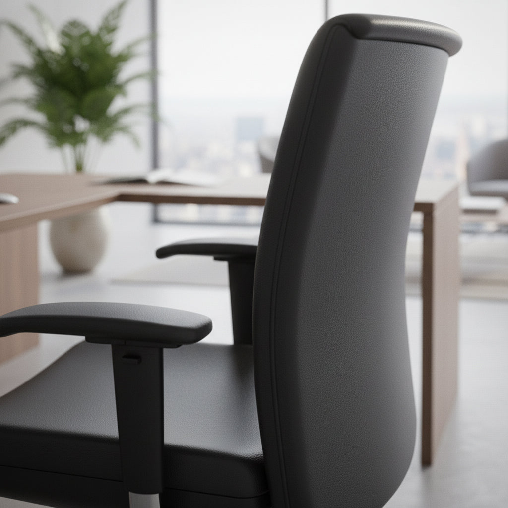 Premium Office Chair Dubai UAE - ZEUS Series Black Leather with Lumbar Support | INFINI HOMES