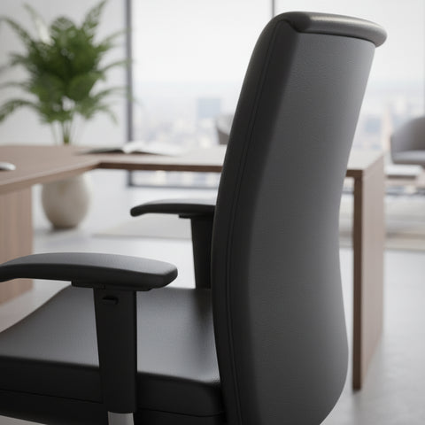 Premium Office Chair Dubai UAE - ZEUS Series Black Leather with Lumbar Support | INFINI HOMES