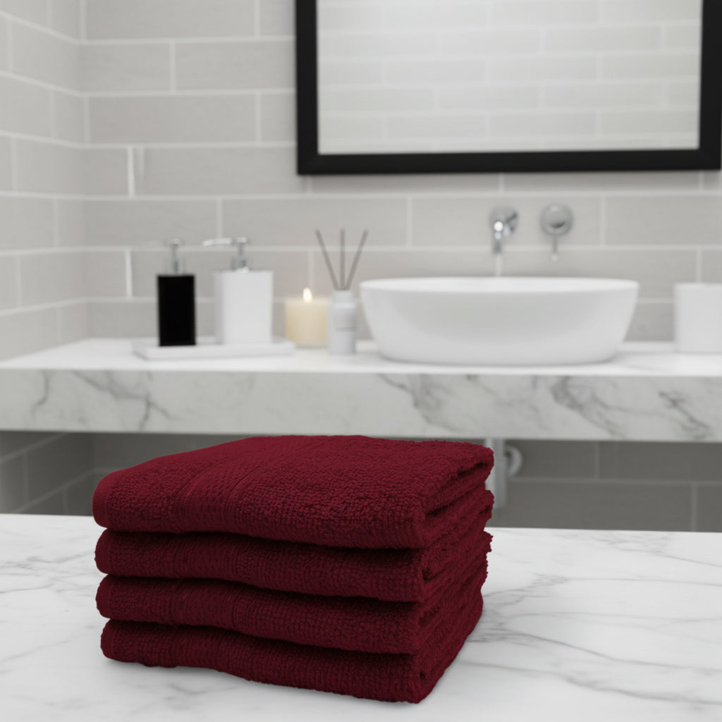 Premium Daffodil Burgundy Face Towel Set UAE Dubai - 500 GSM Cotton 24 Pack Luxury