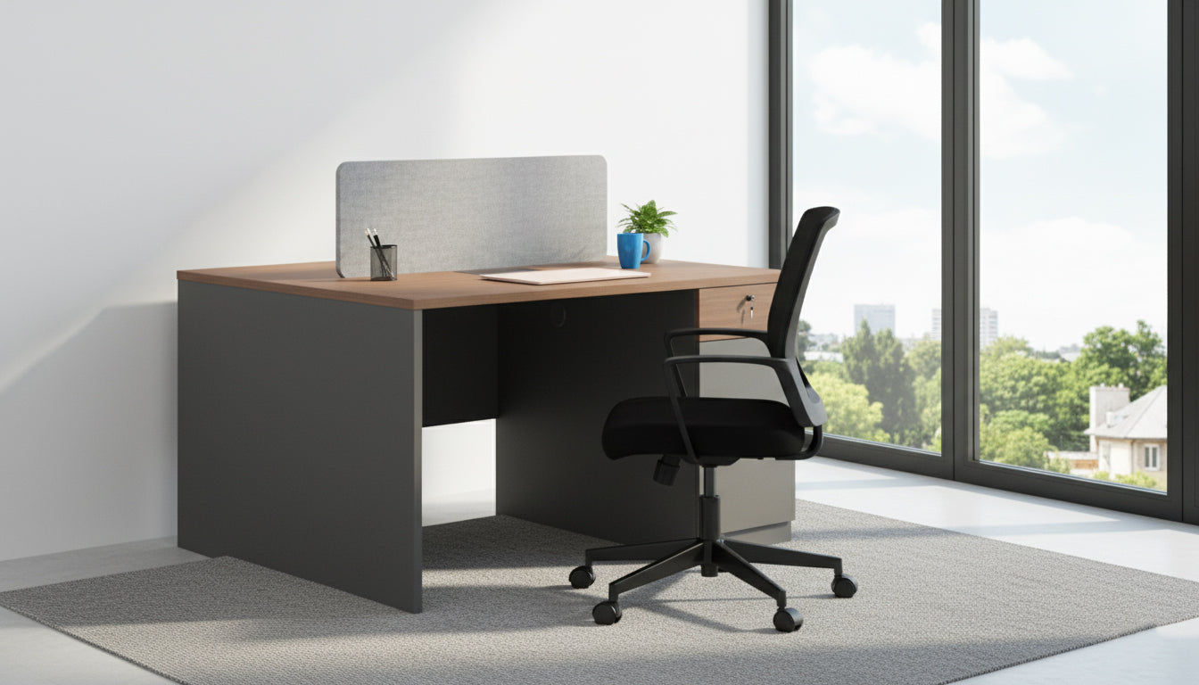 2 Person Office Workstation 120x120cm Dubai UAE | Premium Desk Cubicle with Privacy Screen