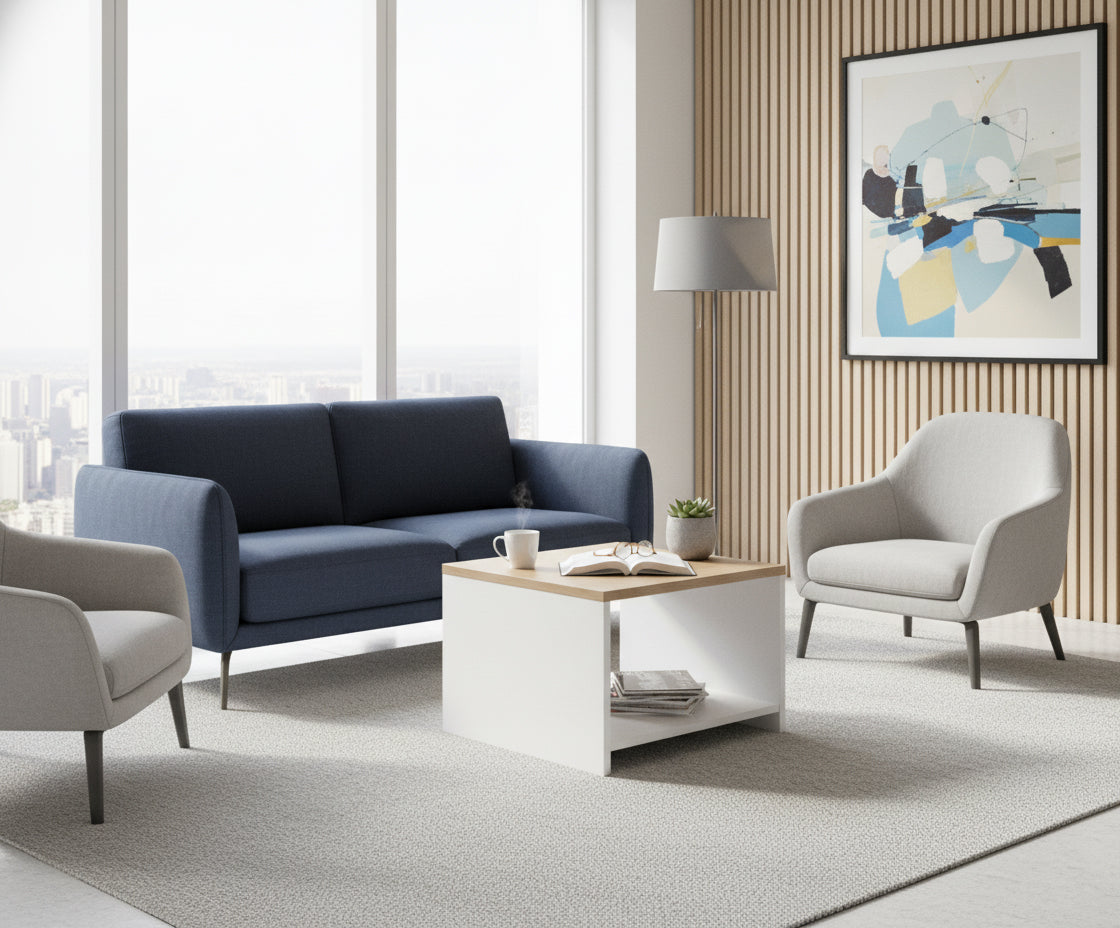 INFINI HOMES Coffee Table UAE - Model BX03-CT40 Oak White 60x60cm Dubai Abu Dhabi Sharjah