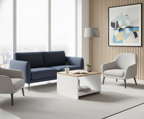 INFINI HOMES Coffee Table UAE - Model BX03-CT40 Oak White 60x60cm Dubai Abu Dhabi Sharjah