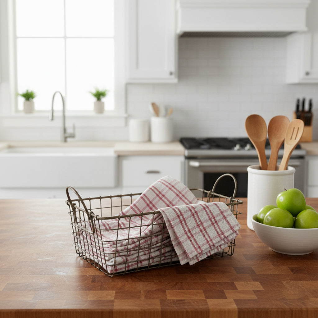 Pink Kitchen Towels UAE | Multi Checks Tea Towels 50x70cm Dubai Abu Dhabi | INFINI HOMES