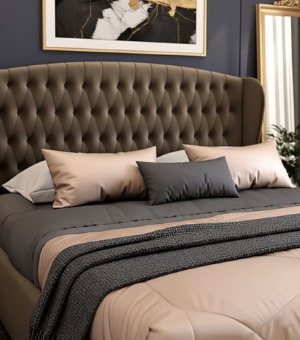 Luxury Super King Bed 200x200cm UAE | Premium Wingback Tufted Wooden Bed Dubai Abu Dhabi