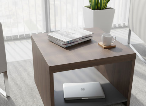 Coffee Table 60x60cm Walnut Grey - Modern Living Room Furniture UAE