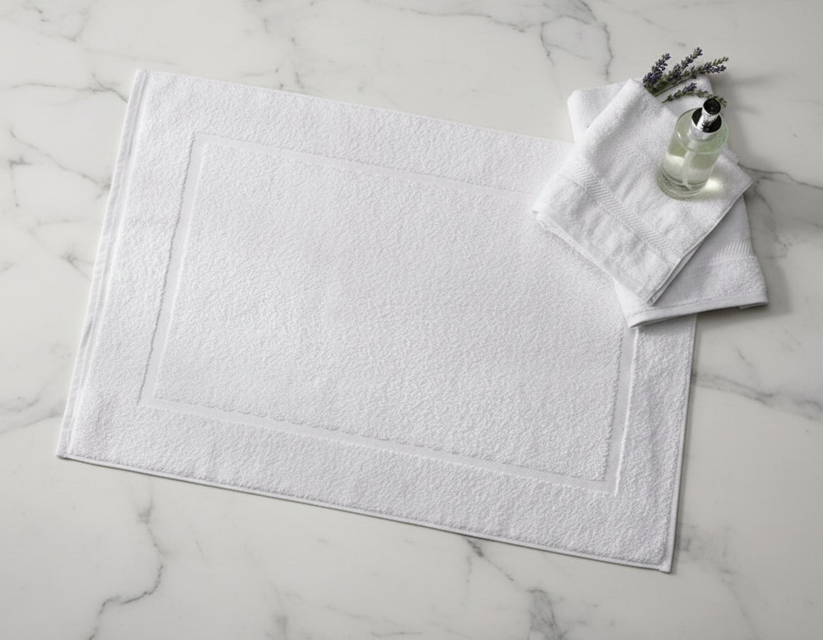 Premium White Bath Mat Set UAE | 1000 GSM Cotton 50x80cm Dubai Abu Dhabi