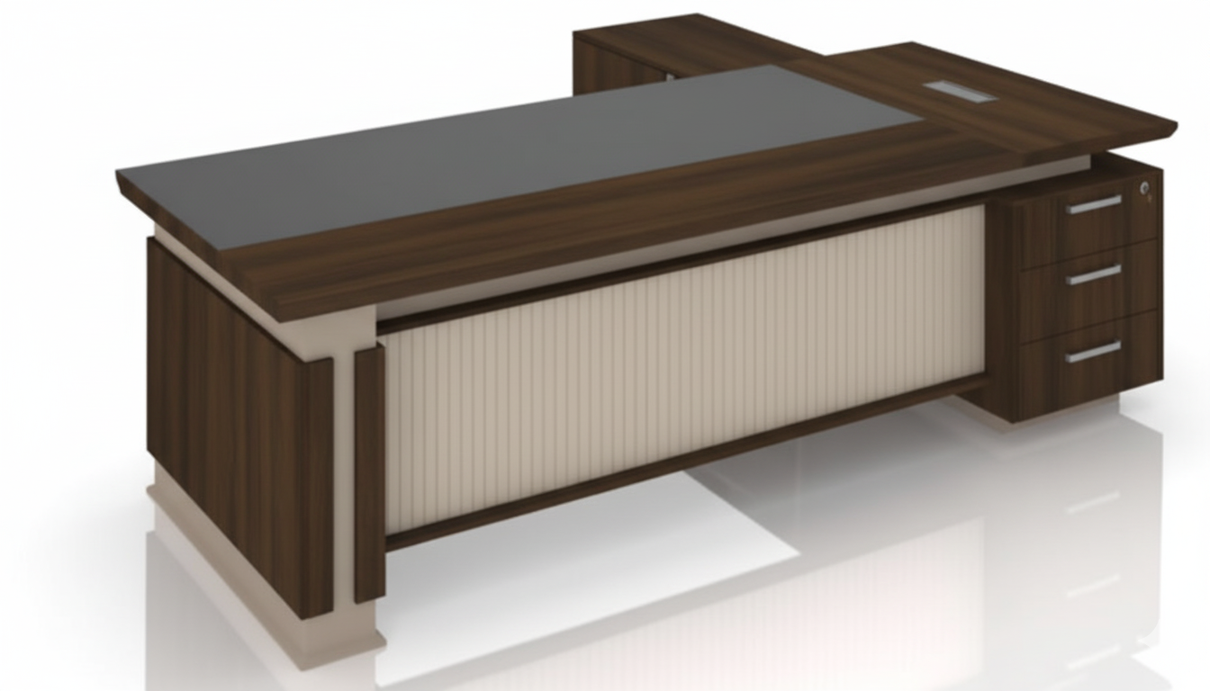 L-Shaped Office Desk 220x220cm with Mobile Drawer - Premium Executive Table UAE | INFINI HOMES