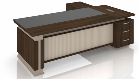 L-Shaped Office Desk 220x220cm with Mobile Drawer - Premium Executive Table UAE | INFINI HOMES