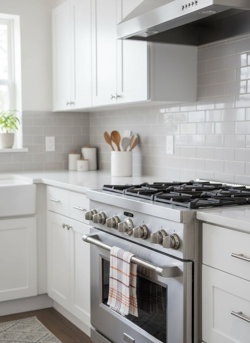 Kitchen Towels UAE Set of 8 | Green Orange Multi Checks 50x70cm Dubai Abu Dhabi | INFINI HOMES