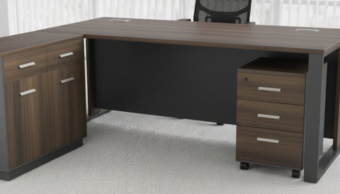 Executive Office Desk 200x90cm with Side Table & Pedestal Drawer | Premium Office Furniture Dubai UAE