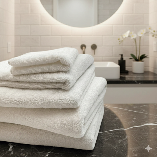 أطقم مناشف حمام فاخرة بيضاء إنفيني هومز - منسوجات حمام قطن ممشط الإمارات | INFINI HOMES White Luxury Bathroom Towel Sets - Combed Cotton Bath Textiles UAE