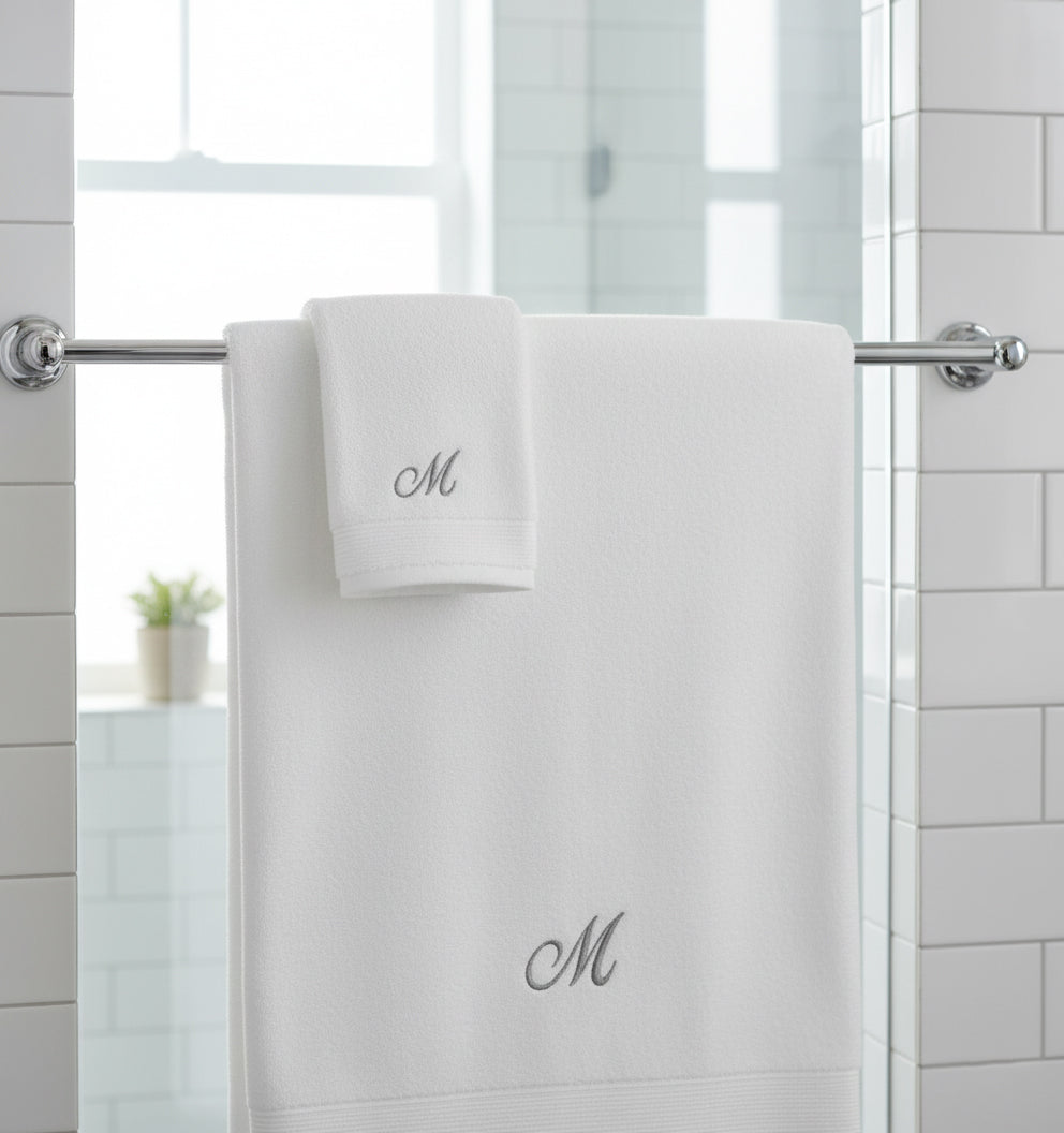 INFINI HOMES Luxury Monogrammed Towel Set - Premium 600 GSM Cotton Bath & Hand Towels UAE