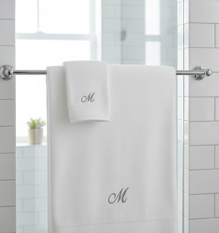 INFINI HOMES Luxury Monogrammed Towel Set - Premium 600 GSM Cotton Bath & Hand Towels UAE