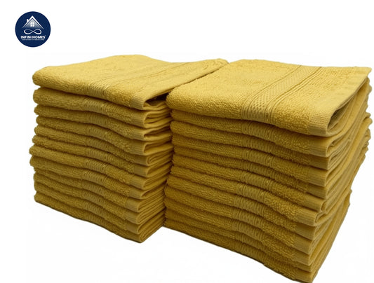مناشف وجه قطن أصفر نرجسي فاخرة 500 جرام - مجموعة 24 قطعة الإمارات دبي | Premium Daffodil Yellow Face Towel Set 500 GSM Cotton 24 Pack UAE Dubai