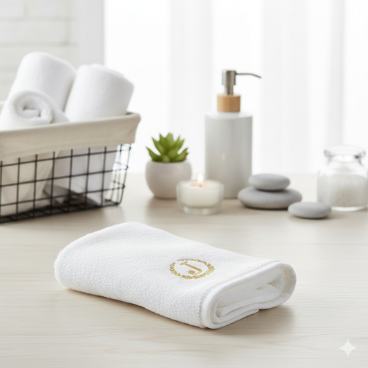 فوطة يد فاخرة مطرزة بالأحرف الأولى 600 جرام قطن إمارات دبي | Premium Monogrammed Hand Towel 600 GSM Cotton UAE Dubai Luxury Bath Linen