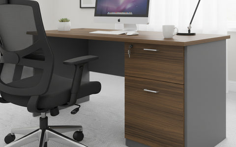 INFINI HOMES Office Table UAE - Model ECO-D028-160 Walnut Grey 160x80cm 2 Drawers Dubai Abu Dhabi Sharjah