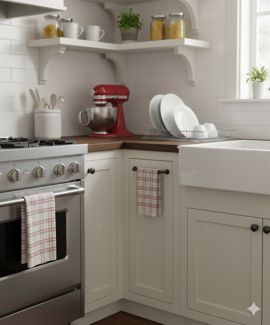 INFINI HOMES Orchard Pink Multi Checks Tea Towel Set - Premium Kitchen Linens UAE