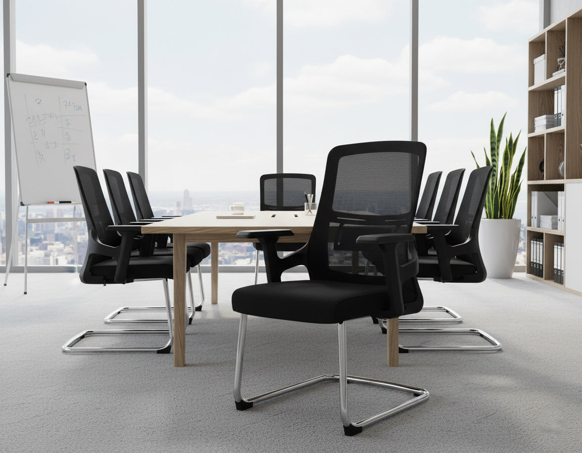 Visitors Chair Mesh - Office Guest Chair UAE | Chrome Cantilever Design