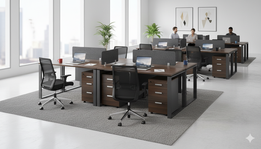 تصميم محطة عمل مكتبية مشتركة لشخصين - حلول مكتبية احترافية دبي | 2 Person Shared Office Workstation Design - Professional Office Solutions Dubai