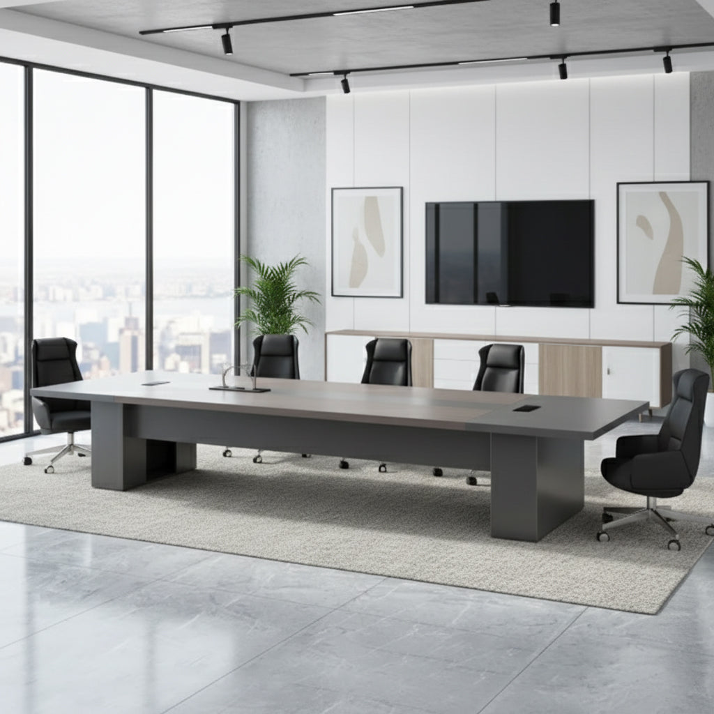 INFINI HOMES Meeting Table UAE - Model KN-WN-201-36 Walnut Grey 360x140cm Executive Boardroom Dubai Abu Dhabi Sharjah