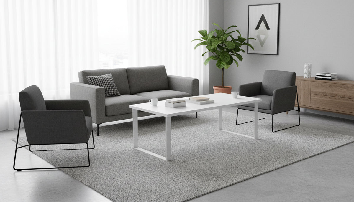 INFINI HOMES Coffee Table UAE - Model CT-MT-120-WT White 120x60cm Metal Legs Dubai Abu Dhabi Sharjah