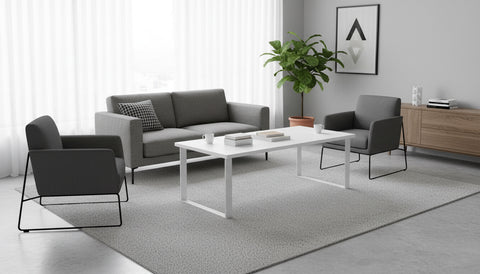 INFINI HOMES Coffee Table UAE - Model CT-MT-120-WT White 120x60cm Metal Legs Dubai Abu Dhabi Sharjah