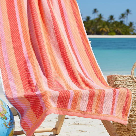 Classic Beach Towel UAE Dubai | Petunia Jacquard 86x162cm 390GSM | Timeless Elegance