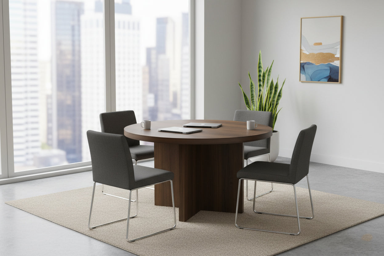 Round Dining Table 120cm Walnut Grey - Modern Kitchen Table UAE | INFINI HOMES
