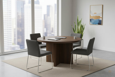 Round Dining Table 120cm Walnut Grey - Modern Kitchen Table UAE | INFINI HOMES