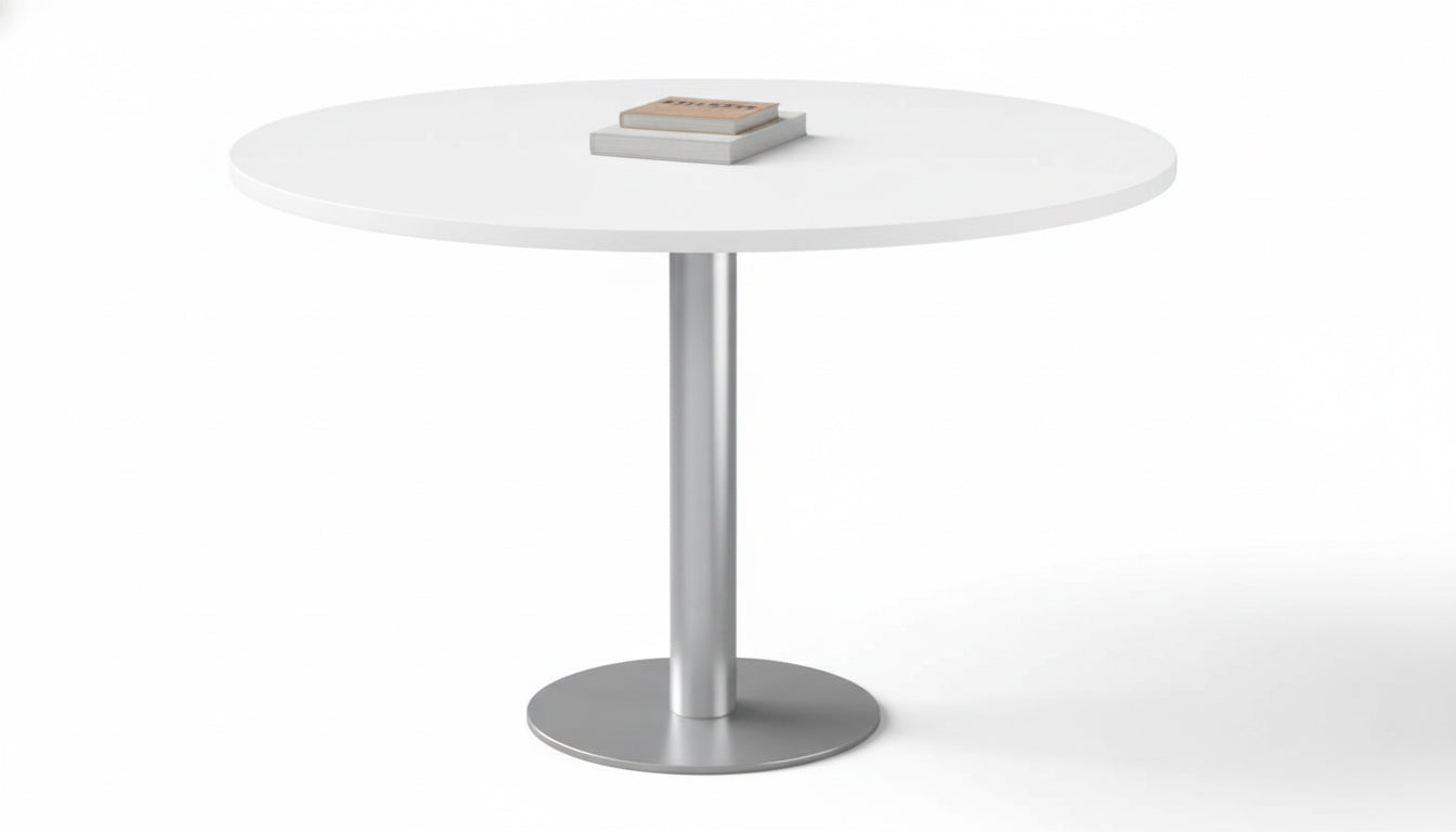 INFINI HOMES Round Table UAE - Model RT-MT-120-WT White 120x75cm Chrome Legs Dubai Abu Dhabi Sharjah
