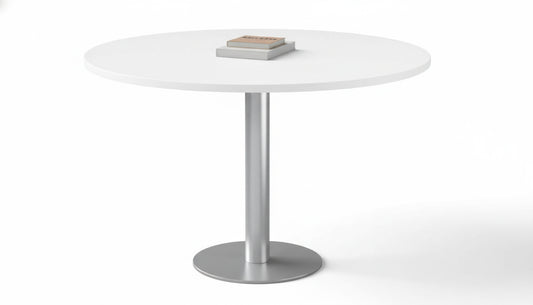 INFINI HOMES Round Table UAE - Model RT-MT-120-WT White 120x75cm Chrome Legs Dubai Abu Dhabi Sharjah