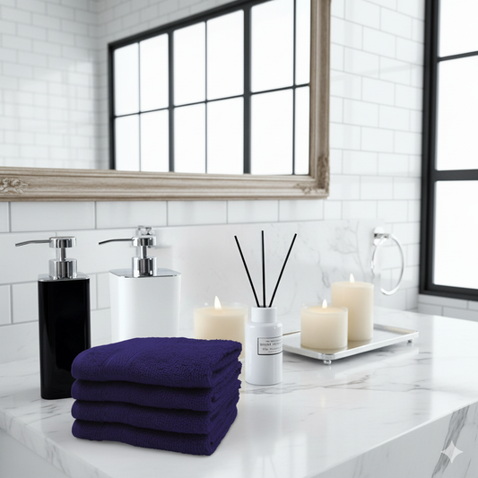 مجموعة مناشف قطنية زرقاء كلاسيكية فاخرة - جودة فندقية الإمارات | Classic Premium Blue Cotton Towel Set - Hotel Quality UAE