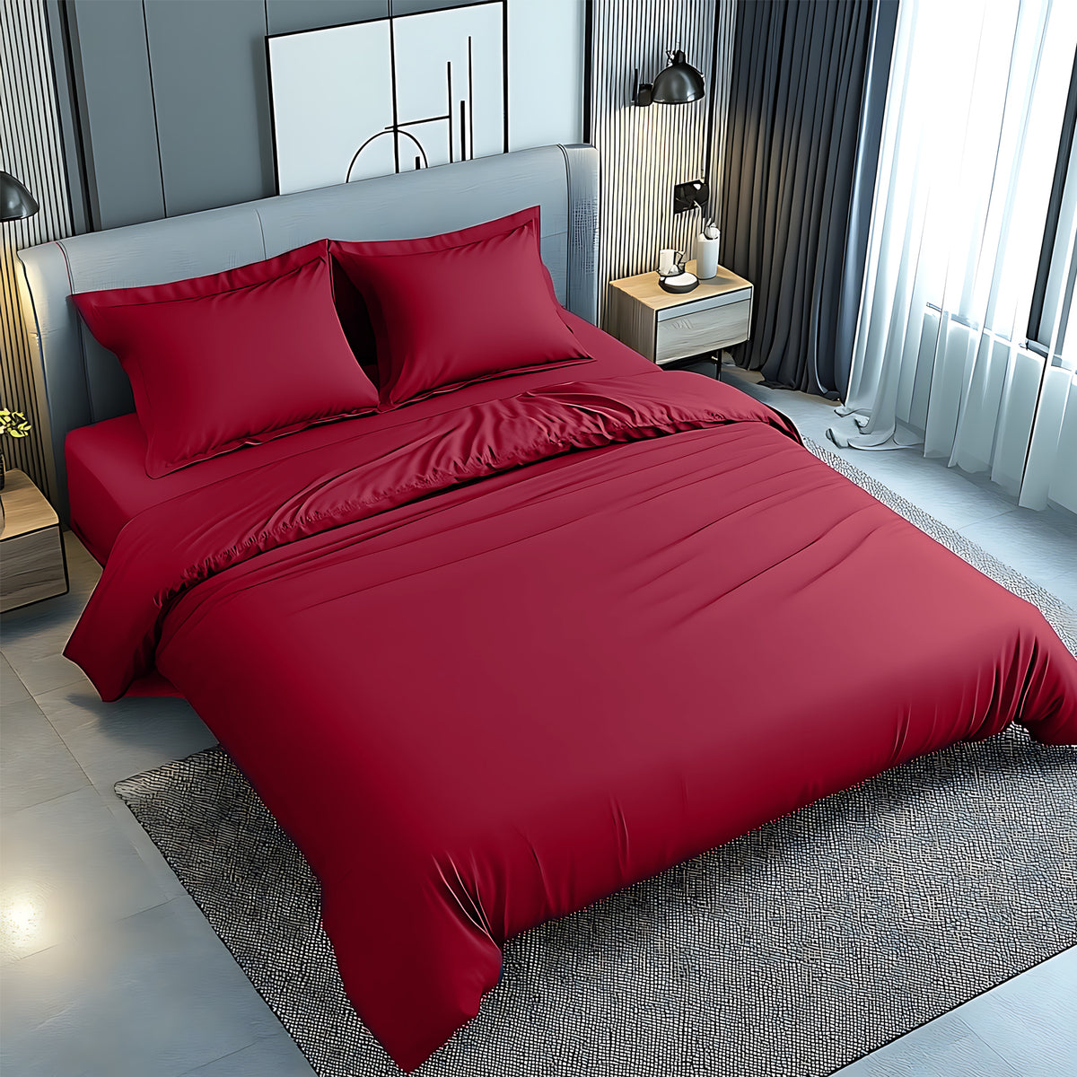 Luxury Dyed Bedsheet Maroon 160x220cm - Premium Microfiber | UAE Delivery to Dubai, Abu Dhabi, Sharjah