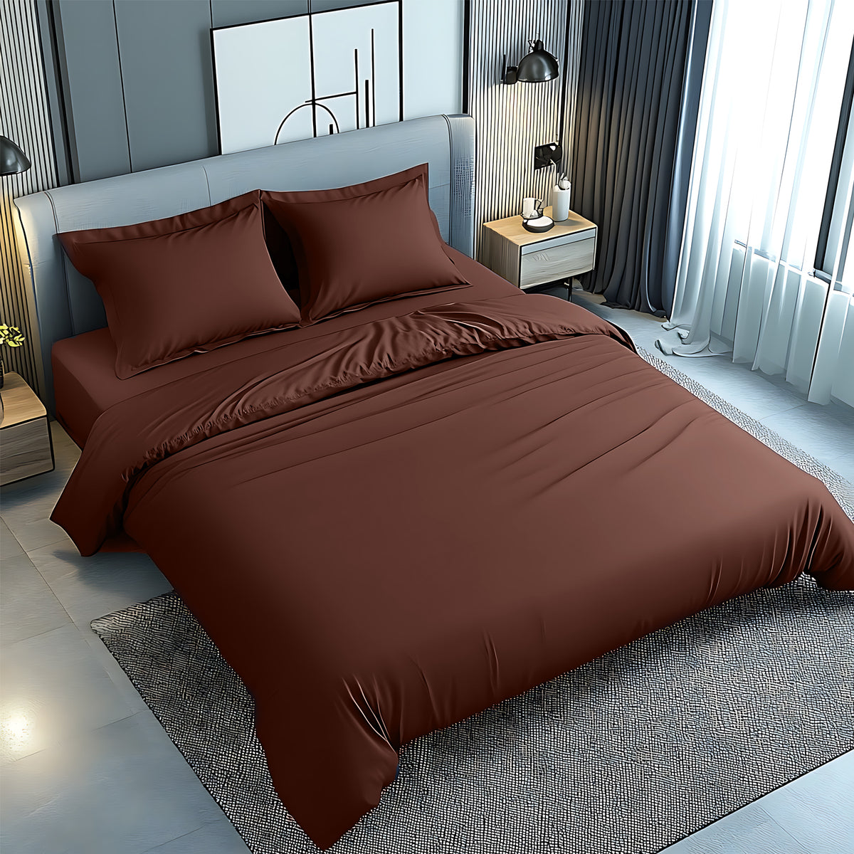 Premium Coffee Dyed Bedsheet 160x220cm | UAE Delivery to Dubai, Abu Dhabi & All Emirates | INFINI HOMES