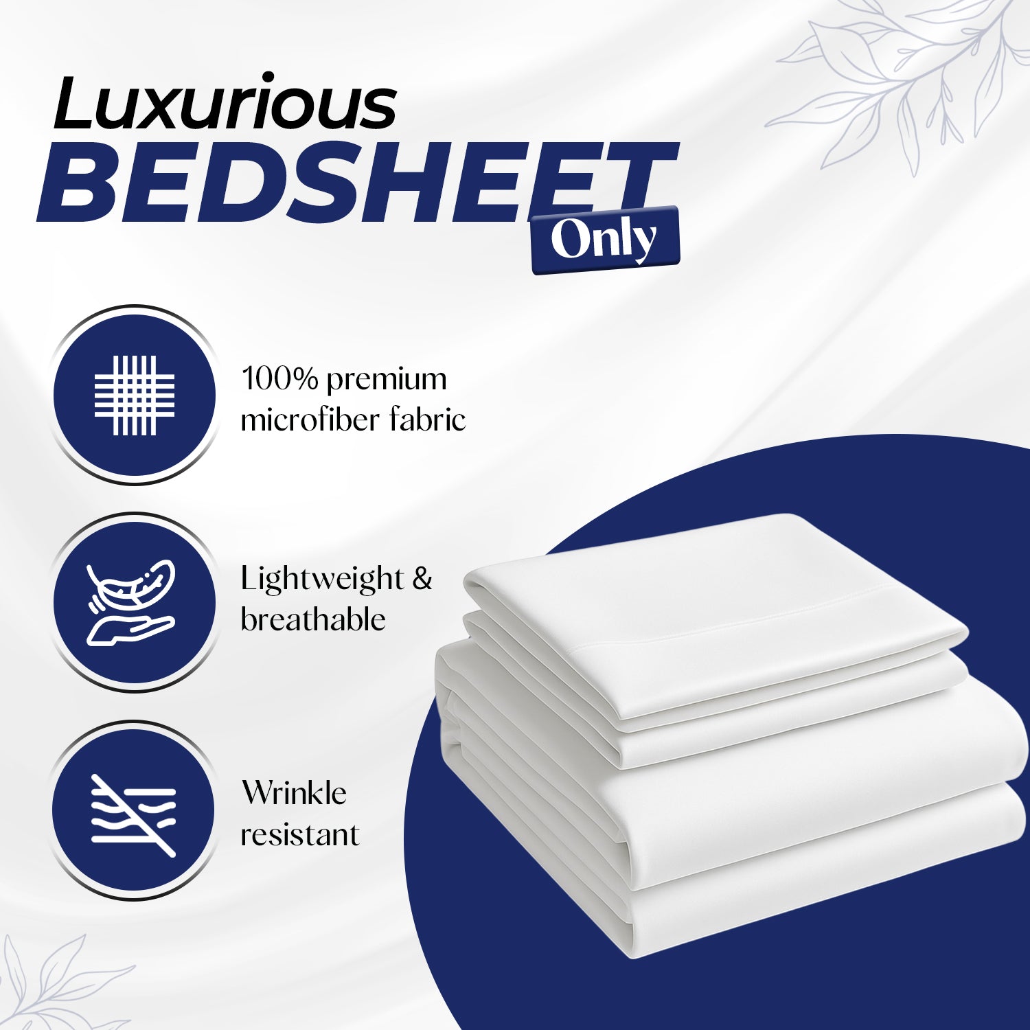Premium Luxury Bedsheet UAE | White Microfiber 220x240cm | Dubai Abu Dhabi Sharjah Delivery