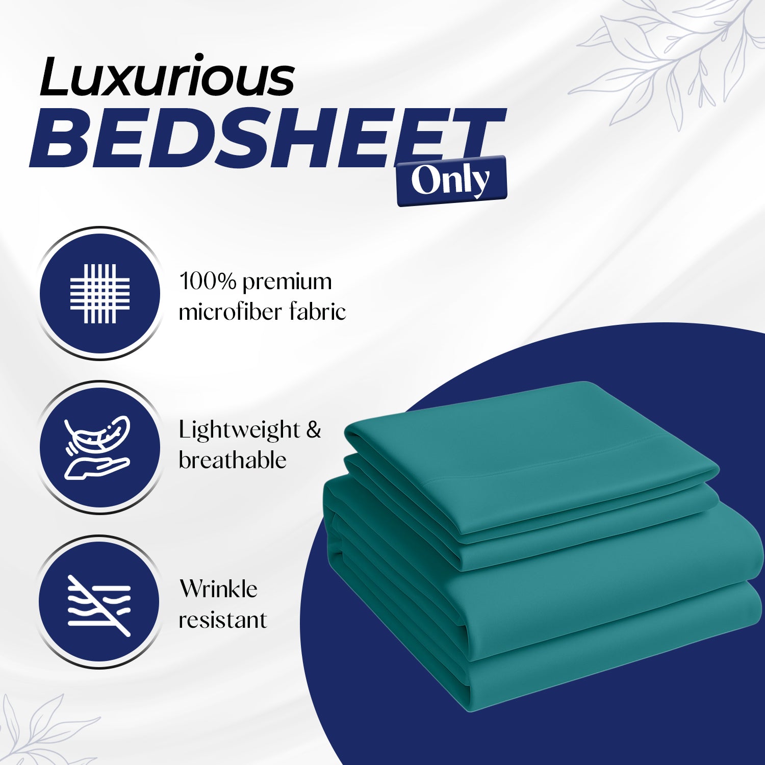 Premium Dyed Bedsheet Aqua 160x220cm - Ultra-Soft Microfiber | UAE Delivery