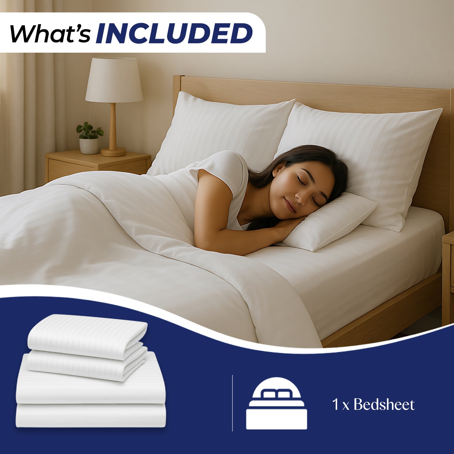 Premium Stripe Bedsheet Dubai UAE | White 160x220cm | Infini HOMES Microfiber