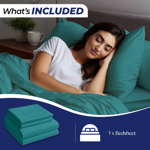 Premium Dyed Bedsheet Aqua 160x220cm - Ultra-Soft Microfiber | UAE Delivery