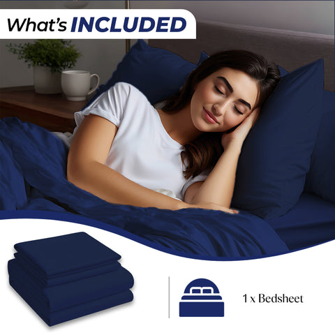 Premium Navy Blue Bedsheet Dubai UAE | Ultra-Soft Microfiber 160x220cm | INFINI HOMES