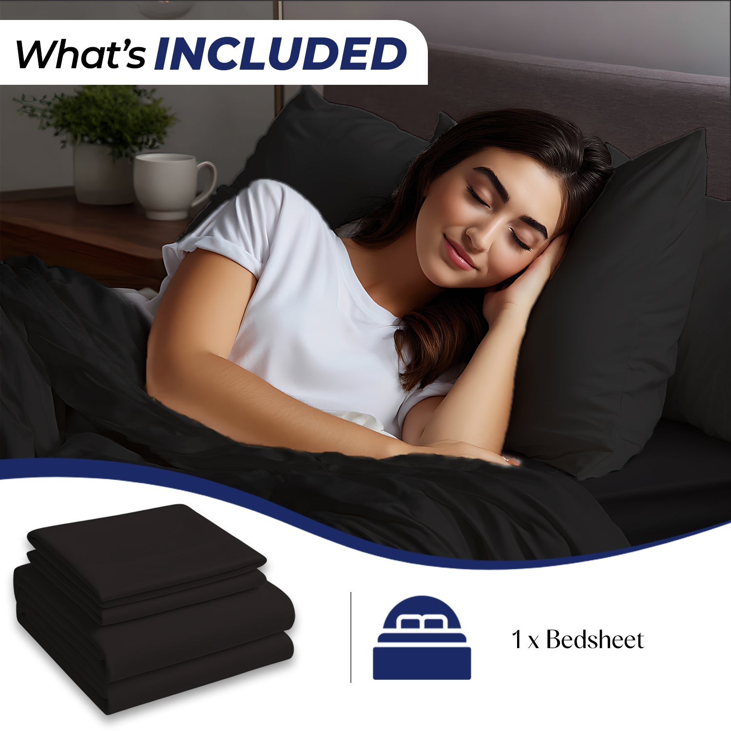Premium Luxury Dyed Bedsheet Black 160x220cm | UAE Delivery to Dubai, Abu Dhabi, Sharjah | Ultra-Soft Microfiber